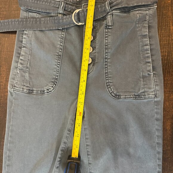 American Eagle Women’s Light Blue Button Fly High Rise Skinny Jeggings 4 X-Long - Picture 4 of 5